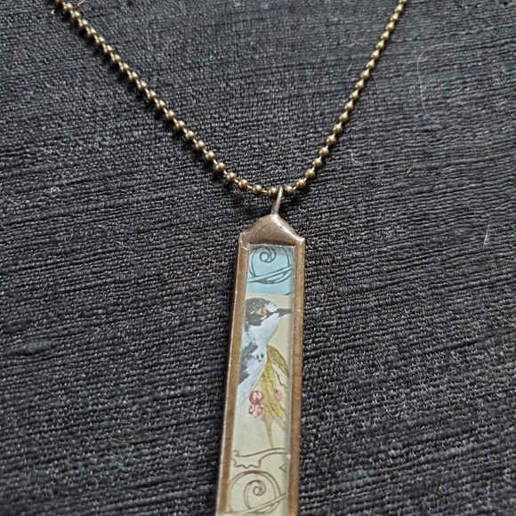 Bird Print Pendant in Brass - Picture 2 of 8